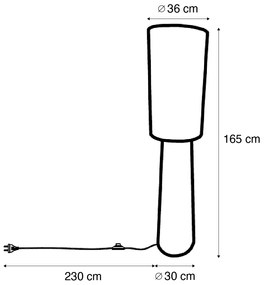 Candeeiro de pé Japandi castanho tecido teddy 2-luzes - Trompet Japandi