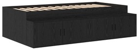 Estrutura de Cama Armazenamento em Carvalho Preto 100x200 cm