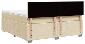 Cama com molas/colchão 200x200 cm tecido cor creme