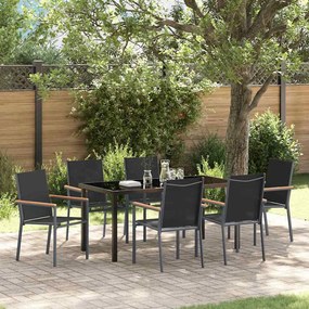 vidaXL Conjunto de Jantar para Jardim 7 pcs Preto Textileno e aço
