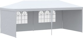 Outsunny Tenda para Festas 6x3 m Tenda de Jardim para Exterior com 4 Paredes Laterais 2 Janelas e Estrutura de Aço Branco | AOSOM Portugal