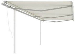 vidaXL Toldo retrátil automático com postes 6x3,5 m cor creme