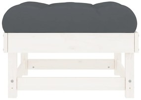 Apoios de pés p/ jardim c/ almofadões 2 pcs pinho maciço branco