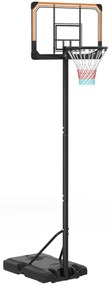 SPORTNOW Tabela de Basquetebol de Exterior com Altura Ajustável 235-264 cm Suporte para Bola Rodas e Base Recarregável Preto