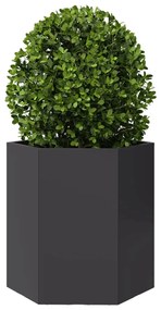 Vasos floreiras de jardim 2 pcs hexagonal 46x40x45 cm aço preto