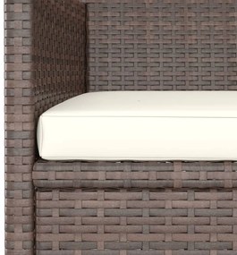 4 pcs conjunto de cadeiras e bancos de jardim vime PE castanho