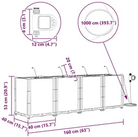 Jardineiras de Jardim 1 pc Preto 160 x 40 x 52 cm Plástico