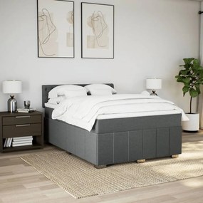 Cama com molas/colchão 160x200 cm tecido cinzento-escuro