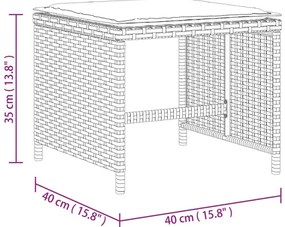 Bancos jardim com almofadões 4 pcs 40x40x35 cm vime PE cinzento