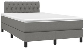 Cama box spring c/ colchão e LED 120x190 cm tecido cinza-escuro