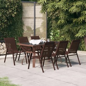 vidaXL 7 pcs conjunto de jantar para jardim castanho e preto