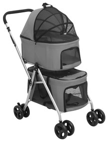 Carrinho dobrável cães 2 níveis 83x48x97 cm tecido oxford cinza