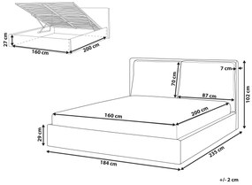 Cama de casal com arrumação em veludo creme 160 x 200 cm BAJONNA Beliani
