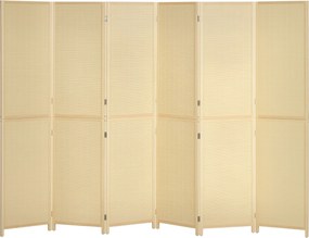 Biombo de bambu com 6 painéis, 270 x 180 cm, divisória dobrável para separar divisões - natural