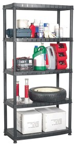 vidaXL Unidade com 5 prateleiras 85x40x185 cm plástico preto