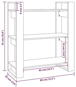 Estante/divisória 80x35x91 cm pinho maciço cinzento