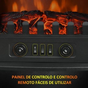 Lareira Elétrica com Temperatura Ajustável - 1000W/2000W - 15-30 m²