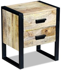 Mesa apoio 2 gavetas madeira de manga sólida 43x33x51 cm
