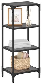 Unidade de prateleiras c/ tampo de vidro preto 40x30x95 cm aço