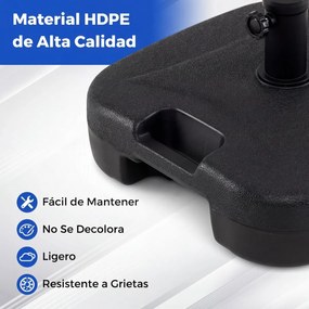 Base quadrada recarregável para guarda-sol de jardim pesado (27 kg) com 3 adaptadores para postes de 33/38/48 mm Preta