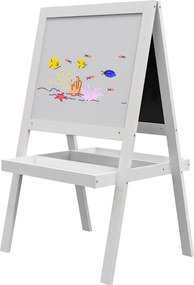 Quadro infantil 2 em 1 54 C x 48 L x 88 A cm com um lado de ardósia magnética e outro de quadro negro para giz branco