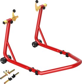 Bloqueador de roda de moto para pneu traseiro com capacidade para 544 kg, com garfos ajustáveis em U e L em aço, 69 x 58,5 x 34,5 cm, vermelho
