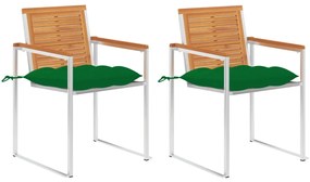 Cadeiras de jardim com almofadões 2 pcs acácia maciça e aço