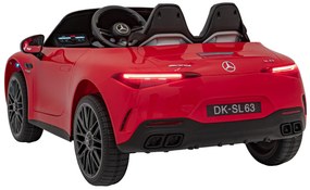 Carro elétrico para Crianças 12V 4X4 Mercedes Benz AMG SL63 Rodas de EVA, Assento Couro Vermelho