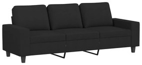 3 pcs conjunto de sofás tecido preto
