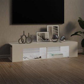 Móvel de TV com luzes LED 135x39x30 cm branco brilhante