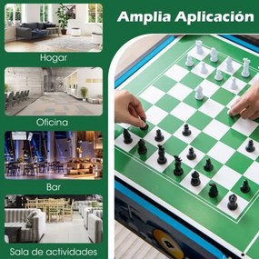 Conjunto de Jogos para crianças 12 em 1 com mesa de hóquei em ar, mesa matraquilhos, mesa de ténis de mesa, xadrez, bowling e shuffleboard 121 x 105 x