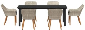 Conjunto de sala de jantar 7 pcs Cinza claro e preto