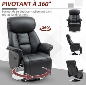 Poltrona de relaxamento reclinável e giratória com apoio para os pés ajustável, até 150 kg, para sala de estar, quarto, cinema em casa, preta