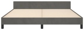 Estrutura de cama c/ cabeceira 180x200cm veludo cinzento-escuro