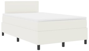 Cama Box Spring com Colchão Creme 120x200 cm Tecido de Veludo Cotelê