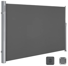 SONGMICS 160 x 400 cm (A x C), Toldo lateral para varanda e terraço, proteção de privacidade, proteção solar, persiana lateral, cinza esfumaçado GSA164G01