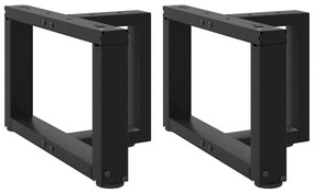 Pés para mesa de centro em forma de T, 2 peças, preto, 50x25x(30-31) c