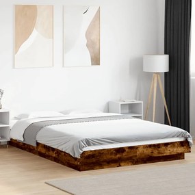 Estrutura cama 140x190 cm derivados de madeira carvalho fumado