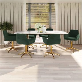 vidaXL Cadeiras de jantar giratórias 6 pcs veludo verde-escuro