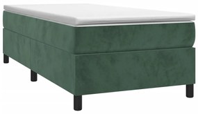 Estrutura de cama 90x200 cm veludo verde-escuro