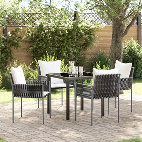 vidaXL Conjunto de Jantar de Jardim com Almofadas Castanho Rattan Poliéster