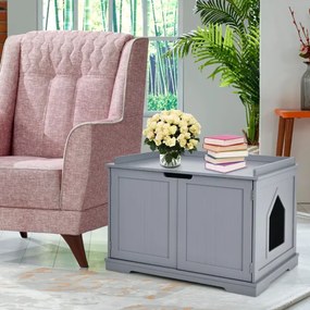 Casa de Areia para Gatos Animais de Estimação com Furo Casa Espaçosa 75 x 53 x 52 cm Cinza