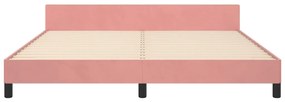 Estrutura de cama c/ cabeceira 160x200 cm veludo rosa