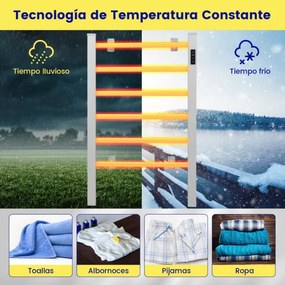 Aquecedor de toalhas 2 em 1 com 6 barras, com ecrã temporizador de instalação livre/montado na parede e controlo constante da temperatura Prata