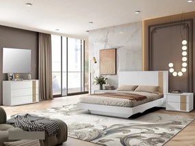 Quarto Jolie 4323 (Cama + 2x mesa cabeceira + comoda  + espelho | Lacado | Personalizavel )