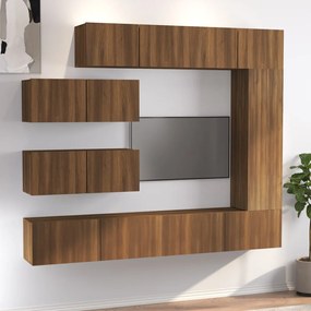 vidaXL Conjunto móveis de TV 7pcs madeira processada carvalho castanho