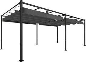 Outsunny Pérgola de Jardim 6x3 m com Telhado Retrátil Proteção UPF50+ Drenagem Pavilhão de Jardim para Pátio Exterior Cinza Escuro | Aosom Portugal