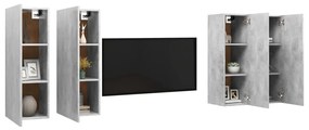 Móveis de TV 4 pcs derivados madeira cinzento cimento