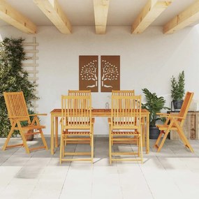 vidaXL 7 pcs conjunto de jantar para jardim 180x90x75 cm madeira de acácia maciça