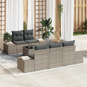 vidaXL Conjunto de Sofá de Jardim de 6 peças com Almofadas Rattan Polimérico Cinzento